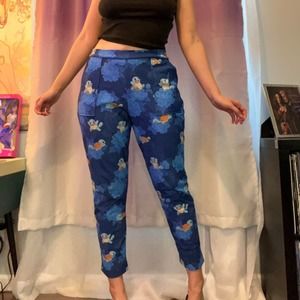 Limited Edition Blue Squirtle Floral Cuffed Black Milk Pokémon Fleece Pants